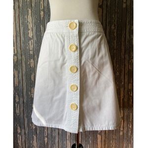 Boden white twill button up skirt